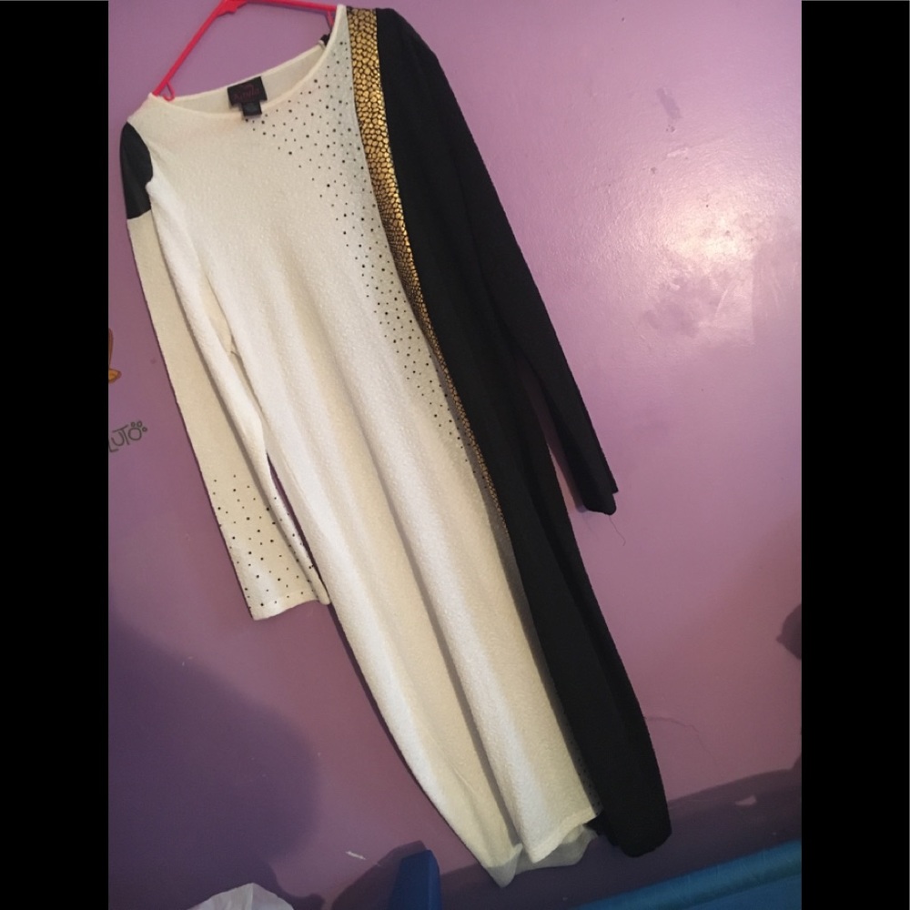 Black white gold dress